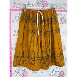 Shorts vintage tiki Men's Athletic Drawstring Shorts in Mustard with Palm Print